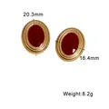 Orecchini a perno ovali in smalto rosso e acciaio inossidabile dorato, 8.2g. - Ovale Rosso Vino (ER245) / Borgogna