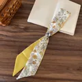 Yellow floral fabric necktie necklace with resin buckle, vacation style accessory - Yellow Floral