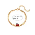 Vue détaillée d'un bracelet doré à deux couches avec pierre rouge de 9mm - Chaîne Dorée Double Rangée Incrustée de Pierre Rouge (B0333_Gold_Red)