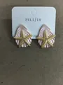 Elegante Ohrstecker mit rosa Muschel und goldenem Seestern im Urlaubsstil für Damen - Stil mit Silber-Ohrstecker / Gold-Rosa