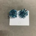 Blue beaded cluster stud earrings with hydrangea floral design for summer style - Blue