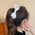 Elegante fermaglio per capelli in raso a pois bianchi per acconciature a coda di cavallo - 3# Clip a Torsione / Bianco