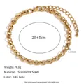 Bracelet chaîne à maillons minimaliste en acier inoxydable plaqué or 14K chic - Chaîne Mode Minimaliste (AK0044_Gold)