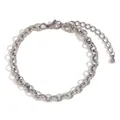 Bracelet chaîne minimaliste en acier inoxydable argenté texturé avec fermoir mousqueton - Chaîne à Texture Torsadée Mode (AK0044_Silver)
