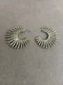 Elegant gold-plated geometric C-shaped sunburst earrings with premium silver needle posts - Light Coffee Gold