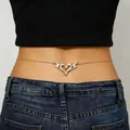 Sexy silver tribal flame heart body chain for women, bohemian waist accessory piece - Thorn Heart Star Style / Silver (1283)