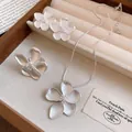 Vintage silver matte flower jewelry set with necklace earrings and ring in a box - Necklace Earrings And Ring (3-Piece Set) / Set of 3 / Silver