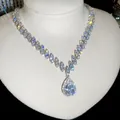 Luxury teardrop zircon necklace featuring marquise-cut stones and brilliant water drop pendant - Chain Only / Silver-White