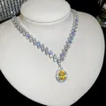 Luxury marquise zircon necklace featuring a stunning pear-cut yellow gemstone pendant. - Chain Only / Silver-Yellow