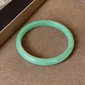Elegant light green chalcedony bangle bracelet with a minimalist round polished design - Style 10