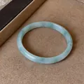 Elegant light green marbled chalcedony bangle bracelet with a high polished finish - Style 13