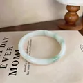 Elegant white and light green chalcedony bangle for women in niche Chinese style - Style 14