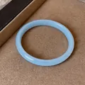 Elegant light blue chalcedony bangle bracelet with smooth polished finish for women - Style 15