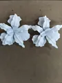 White oversized orchid flower stud earrings perfect for beach vacations and summer style - White
