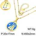 Collar de acero inoxidable dorado con colgante de esmalte azul del signo zodiacal Géminis - Virgo (KN301480-GC)