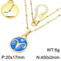 Collar de acero inoxidable dorado con signo zodiacal Aries y colgante de esmalte azul - Aries (KN301481-GC)