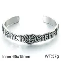 Vintage Nordic Wikinger Runen Armreif mit Vegvisir Symbol in Silber Optik Finish - 65x15mm