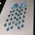 Elegant long tassel earrings with purple crystals and turquoise accents for ethnic look - 36# Silver Needle - Gold - Blue - Purple