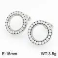 Elegante volledig met diamant bezette holle cirkel oorbellen in zilver roestvrij - Zilver
