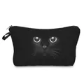 Cute black cat print cosmetic bag with realistic eyes for travel and makeup storage - Black Big-Eyed Black Cat (hz1298)