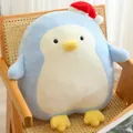 Adorable soft blue penguin plush toy wearing a festive red Santa hat, perfect Christmas gift - Blue / 50cm 0.8kg