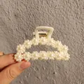 Elegant white pearl flower hair claw clip for women's hairstyle, bridal hair accessory - 02# (approx. 8cm)