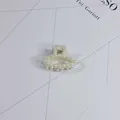 Elegant small white pearl hair claw clip for elegant women hair styling and updos - Rectangular Hollow Style(24#) / Approx. 4cm