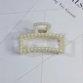 Elegant ivory pearl hair claw clip for women's stylish hairstyles and updos. - Rectangular Full Artificial Pearl Style(3#) / Approx. 8cm