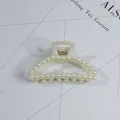 Elegant cream pearl hair claw clip with gold spring for women's stylish hair styling - Semi-circular Arch Style(5#) / Approx. 8cm