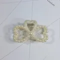Elegant creamy pearl butterfly heart hair claw clip for women's bun styling - Bow Heart Style(7#) / Approx. 8cm