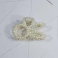 Elegant pearl hair claw clip with butterfly shape in cream white finish for women. - Butterfly Figure 8 Style(9#) / Approx. 8cm