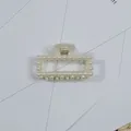Elegant rectangular pearl hair claw clip for women's bun styling, white pearl hair accessory. - Rectangular Artificial Pearl Style(15#) / Approx 6cm
