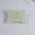Elegant white pearl hair claw clip in butterfly bow shape for women hair accessories - Arc Cat Head Style(54#) / Approx. 8cm