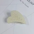 Elegant heart-shaped pearl hair claw clip decorated with small white artificial pearls - Irregular Heart Style(55#) / Approx. 8cm
