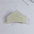 Elegant white pearl-embellished hair claw clip, perfect for women's stylish updos - Arc Crown Style(56#) / Approx. 8cm
