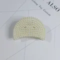 Elegant white faux pearl hair claw clip for women hair styling fashion accessory - Arc Semicircle Style(58#) / Approx. 8cm