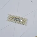 Elegant rectangular pearl hair clip featuring ivory white beads on a metal snap base - Snap Clip Rectangular Style(48#) / Approx. 8cm