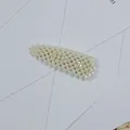 Elegant cream white faux pearl studded barrette hair clip for women hair accessories - Snap Clip Long Rounded Style(49#) / Approx. 8cm