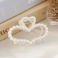 Elegant heart-shaped pearl hair claw clip for women's back bun hairstyle accessories - Heart Artificial Pearl Style(01#) / Approx. 8cm