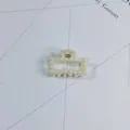 Elegant cream white rectangular hair claw clip decorated with small faux pearls - Rectangular Hollow Frame Style(20#) / Approx. 4cm