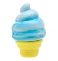 Detailed view of a blue and yellow gradient ice cream cone squishy stress relief toy - Blue and White Ice Cream Cone / OPP Bag