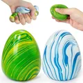 Colorful marble pattern egg-shaped decompression squishy toy for total stress relief - Green Rippled Egg / OPP Bag