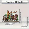 Detailed dimensions for resin Christmas village ornament featuring Santa and his reindeer sleigh. - Flying Santa and Reindeer Carriage