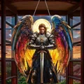 Stained glass angel warrior sun catcher window hanging decor - 15*15*0.2 / Angel Warrior with Sword (3)