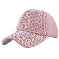 Detaillierte Nahaufnahme schillernder Strasssteine auf einer rosa Baseballmütze - Rosa mit rosa Strasssteinen / M (56-58cm)