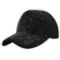 Detaillierte Nahaufnahme hochwertiger schwarzer Strasssteine auf einer Baseballkappe - Schwarz/Schwarzer Zirkonia / M (56-58cm)