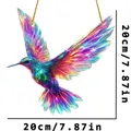 Detail view of colorful stained glass hummingbird suncatcher window decor with 20cm size - 15*15*0.2 / Vibrant Hummingbird (8)