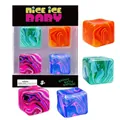 Detailed view of colorful marble patterned square squishy stress relief toy set in packaging - Marbled Ice Cube Maltose Squishy 3.5cm/4pcs / Color Box