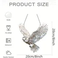 Detailed size and features view of owl stained glass suncatcher with acrylic chain - 15*15*0.2 / Spreading Wings Owl (10)