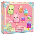 Front view of 6pcs stress relief ice cream squishy toy set packaging for kids - Ice Pop Set / Color Box